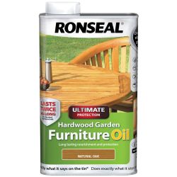 Ronseal 1L Ultimate Protection Hardwood Garden Furniture Oil Natural Oak