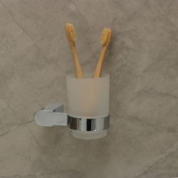 Milan Glass Tumbler holder Chrome