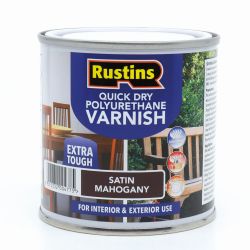 Rustins Quick Dry Polyurethane Varnish Satin Mahogany 250Ml