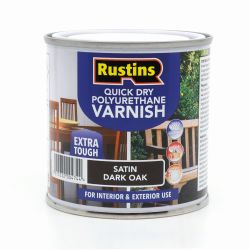 Rustins Quick Dry Polyurethane Varnish Satin Dark Oak 250Ml
