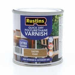 Rustins Quick Dry Polyurethane Varnish Satin Oak 250Ml