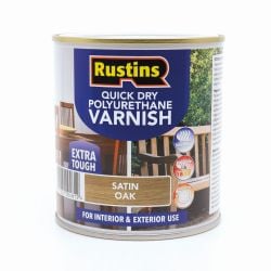 Rustins Quick Dry Polyurethane Varnish Satin Oak 500Ml