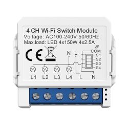 ENER-J Smart WiFi Light Switch Module 4 CH, App & Voice, Compatible with Alexa & Google Assistant