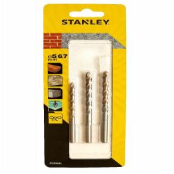 Stanley 3 Piece Masonry Precision Drill Bits Set (5,6,7Mm)
