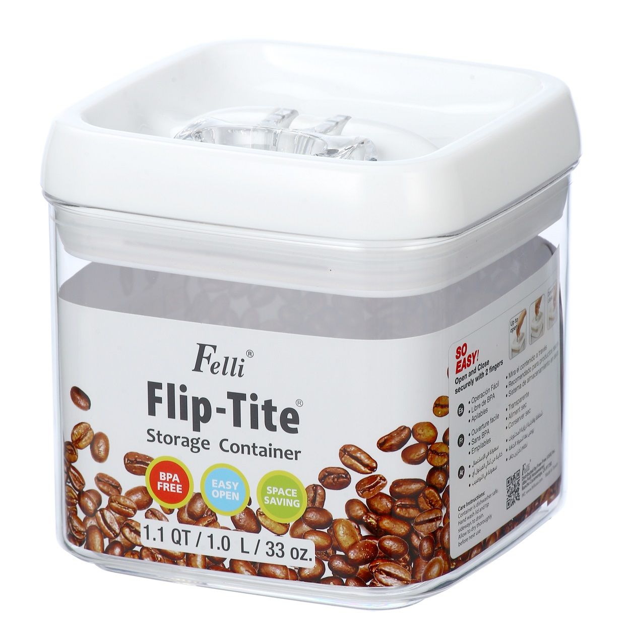 Felli Square 33oz Flip-Tite Storage Container