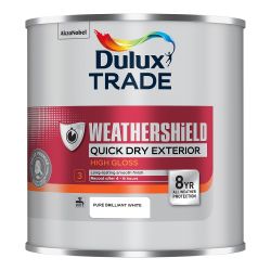 Dulux Trade Weathershield Quick Dry Exterior High Gloss Pure Brilliant White 1L