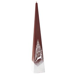 Christmas Candle Red White Deer Pyramid 35Cm
