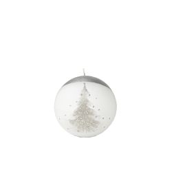 Christmas Candle White Silver Tree Ball 8Cm