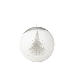 Christmas Candle White Silver Tree Ball 10Cm