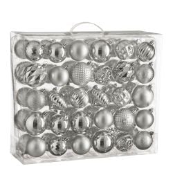 Shatterproof Baubles Silver 60Pk