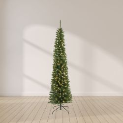 7ft Pre Lit Alaskan Pencil Pine Christmas Tree 280 Led Lights
