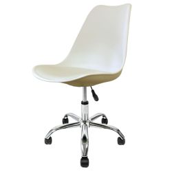 Soho Vanilla Plastic Dining Chair with Swivel Base