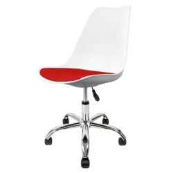 Soho White & Red Plastic Dining Chair with Swivel Base