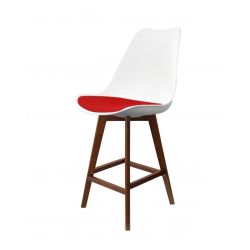 Soho Plastic Bar Stool with Dark Wood Legs