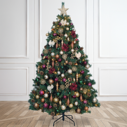 6.5ft Christmas Tree Decorated Pre Lit Burgundy & Gold
