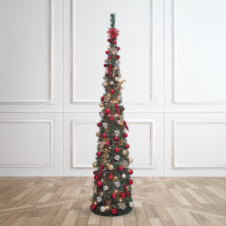 7ft Pop Up Christmas Tree Red & Gold
