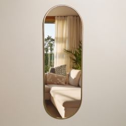 Oval Wall Mirror Gold 40 X 120Cm