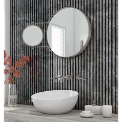 Splashbax Shower Panel Grey Concrete Slat Effect 122X244Cm