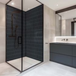 Splashbax Shower Panel Elongated Hex Oxford Blue 122X244Cm