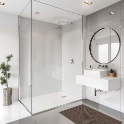 Splashbax Shower Panel Herringbone Tiles White 122X244Cm
