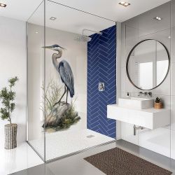 Splashbax Shower Wall Panel Navy Blue Herringbone 122X 244Cm