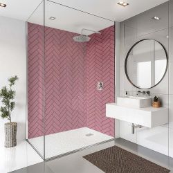 Splashbax Shower Wall Panel Pink Herringbone 122X244Cm