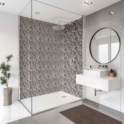Splashbax Shower Panel Hexagon Grey Copper Mosaic 122X244Cm
