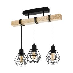 EGLO Townshend 5 Black/Wood 3 Light Pendant