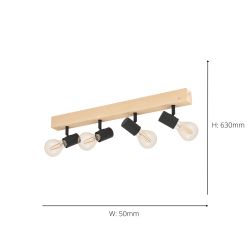 EGLO Townshend 3 Wood & Steel 4 Light Spot