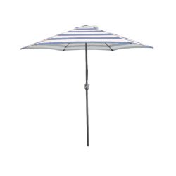 Aluminium & Steel Parasol Navy & White Stripe 2.7m