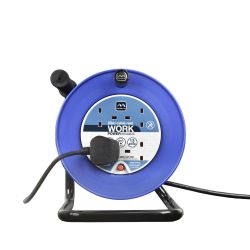 Masterplug 4 Socket 20m 13A Open Cable Reel with Thermal Cut-Out, Blue