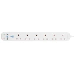 6 SOCKET 2M SURGE PROTECT EXTENSION LEAD