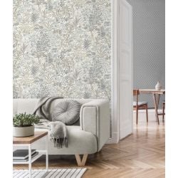 Vymura Capri Palm Landscape Italian Heavyweight Vinyl Wallpaper, Grey