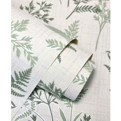 Fine Decor Fern Luxury Textured Vinyl Wallpaper, Green