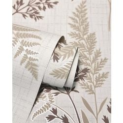 Fine Decor Fern Luxury Textured Vinyl Wallpaper, Mocha