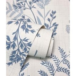 Fine Decor Fern Luxury Textured Vinyl Wallpaper, Blue