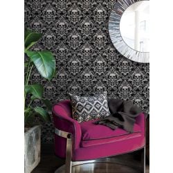 NuWall Skulls Fieri Peel & Stick Wallpaper, Black