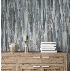 Vymura Gianni Plain Heavyweight Vinyl Wallpaper, Blue Grey